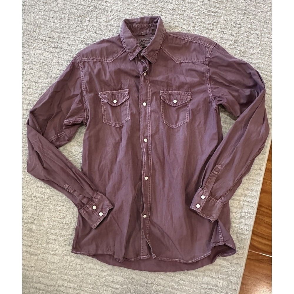 RafterC Maroon Fade Pink Pearl Snap Button Up Collared Long Sleeve Shirt Men XXL